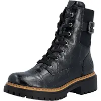 Rieker Schnürboots Schnürstiefelette, Blockabsatz in Used-Optik