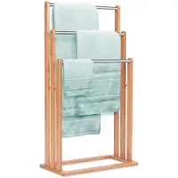 Famanu Handtuchregal mit 3 Edelstahlstangen - Bamboe, 46 x 24 x 82,5 cm