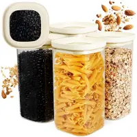 Markenlos Vorratsbehälter Set 4er mit Deckel aus Borosilikatglas, luftdicht und stapelbar, 4 x 1500 ml