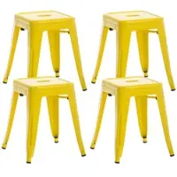 DELUKE Hocker FULDA 4er Set 40x40x46cm Metall Gelb Küchenhocker Esszimmerhocker Stapelhocker