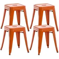 DELUKE Hocker FULDA 4er Set 40x40x46cm Metall Orange Küchenhocker Esszimmerhocker Stapelhocker
