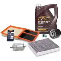 BESTPRICE Inspektionspaket Set B + 5l 5W-30 Motoröl [Hersteller-Nr. 41846357] für Seat, Skoda, VW