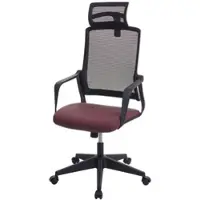 Décoshop26 Ergonomischer Drehstuhl mit Armlehnen und Rückenlehne aus bordeauxrotem Netzgewebe