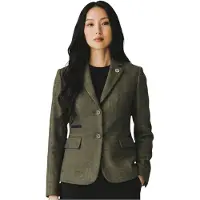 TruClothing Damen-Oliv-Tailored karierter Tweed-Blazer formelle Jacke – TPSTZ-7