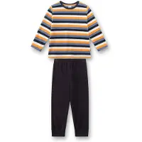 Sanetta Schlafanzug "Pyjama Schlafanzug Streifen lang Kids 1er Pack", Herren, Gr. 104, bunt (blau, orange, weiß), Obermaterial: 80% Baumwolle CO. 20% Polyester PES., Homewear-Sets Schlafanzug