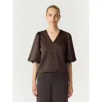 Y.A.S. Kurzarmbluse "YASPELLA 2/4 V-NECK TOP S. NOOS" Materialmix, regular fit
