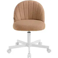 Songmics Schminkstuhl, Bürostuhl, Teddy-Fleece-Oberfläche, höhenverstellbar, kompaktes Design, karamellbraun