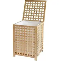 DELUKE Wäschebox HOF 1 Großes Fach 90 Liter 46x46x67cm Holz Natura Wäschesammler Wäschekorb Wäschesortierer