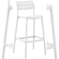 DELUKE Barhocker NILS mit Lehne 49x50x99cm Kunststoff Weiß Hoher Stuhl Barstuhl Gartenstuhl Outdoor