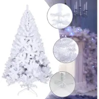TolleTour 180cm Künstlicher Weihnachtsbaum mit Spitzen, PVC Nadeln & Metallständer, Tannenbaum, Christbaum ideal für Zuhause, Büro & Geschäfte Weiß