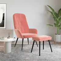 Prolenta Maison Exclusive - Relaxsessel mit Hocker Rosa Samt