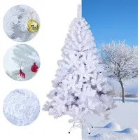 Jiubiaz Weihnachtsbaum Kunstbaum Dekobaum Weihnachts-Baum Tannennadeln innen/Außen 150cm Weiß