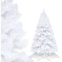 Yakimz Künstlicher Weihnachtsbaum, Tannenbaum mit ständer, Kunstbaum Weihnachten Klappsystem,Christbaum 300 Spitzen PVC Nadeln, weiß,150cm