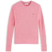 Tommy Hilfiger Rundhalspullover "CO CABLE C-NK LS SWEATER" Baumwolle, mit Zopfmuster, Regular Fit