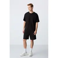 Tommy Life Herren Oversized Baumwollmischung T-Shirt und Shorts Set