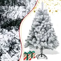Peviasot Künstlicher Weihnachtsbaum mit Schneeeffekt, Automatikzweigen und faltbarem Metallständer, dichter PVC-Tannenbaum, wiederverwendbar, 120 cm