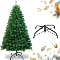 HENGDA 210cm Künstlicher Weihnachtsbaum, Tannenbaum mit Metallständer, Christbaum 900 Spitzen PVC Nadeln, Kunstbaum Weihnachten Klappsystem grün