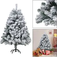 Vigevee Künstlicher Weihnachtsbaum mit Schneeeffekt, Automatikzweigen und faltbarem Metallständer, dichter PVC-Tannenbaum, wiederverwendbar, 120 cm