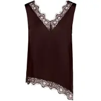 Zero Satinbluse "Satin-Bluse mit Spitzeneinsatz", Damen, Gr. 40, braun (chocolate plum), Obermaterial: 100% Polyester PES., Blusen Satinbluse