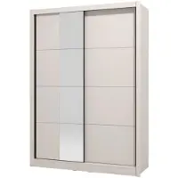 Dmora Carisolo - Großer Kleiderschrank, 155x216h cm Cremeweiß, Kleiderstange