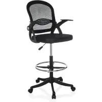 Hjh OFFICE Counterstuhl Naluro Work Arbeitsstuhl mit abklappbaren Armlehnen Stoff / Netzstoff