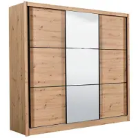 Dmora Marasino - Großer Kleiderschrank, 242x216h cm Braun Knoteneiche, Kleiderstange