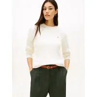 Tommy Hilfiger Rundhalspullover "CO CABLE C-NK LS SWEATER" Baumwolle, mit Zopfmuster, Regular Fit
