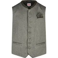 Spieth & Wensky Trachtenweste "Kreuzling", Herren, Gr. 56, grün (oliv), Obermaterial: 90% Polyester PES. 10% Viskose CV., uni, regular fit, Westen Trachtenweste, mit zeitlosem Design
