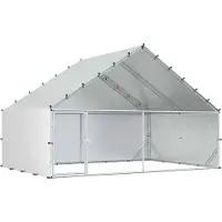 vidaXL Hühnerstall mit Dach Silber 300 x 200 x 190 cm Verzinkter Stahl