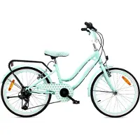 Sun baby Heart Bike Kinderfahrrad 20 Zoll Mädchen, Fahrrad für Kinder ab 6 Jahre, 6-Gang Shimano, V-Brake, Gepäckträger, Reflektoren (Minze, 20 Zoll)
