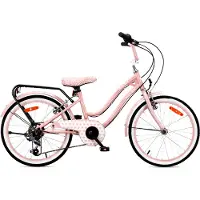 Sun baby Heart Bike Kinderfahrrad 20 Zoll Mädchen, Fahrrad für Kinder ab 6 Jahre, 6-Gang Shimano, V-Brake, Gepäckträger, Reflektoren (Rosa, 20 Zoll)