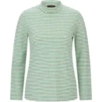 Goldner Kurzgröße: Ringelshirt mit Stehkragen in hellgrün / cremeweiß / geringelt | Gr.: 24