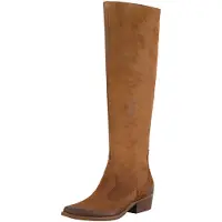 Felmini WEST D206 Leder Westernstiefel mit hohem Schaft, niedrigem Absatz und abgerundeter Zehenpartie