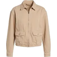 Apricot Kurzjacke "Bomberjacke aus Baumwolle mit Fischgrätenmuster", Damen, Gr. M (38), weiß (stein), gewebt, , Modisch, gerade Keine Angabe, V-Ausschnitt, mit Knopf, Jacken Kurzjacke, Reißverschluss