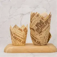 Typecat 50PCS Zeitung Stil Cupcake Liner Backen Cup für Hochzeit Party Tulpe Muffin Papier Öldicht Kuchen ICH