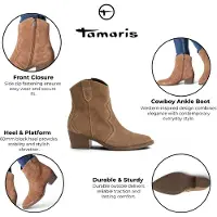 Tamaris Damen Camel Brown Wildleder Cowboy Western Knöchelstiefel – 25702-41