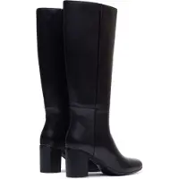 Hush puppies Oprah Lange Leder Damentstiefel mit Absatz in Schwarz kniehoch