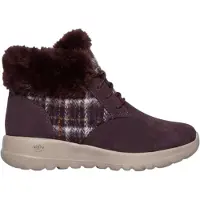 SKECHERS - "Go Joy" Karo Sneaker für Damen, Wildleder (Burgunderrot)