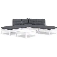 vidaXL 6-tlg. Garten-Lounge-Set mit Kissen Weiß Kiefernholz