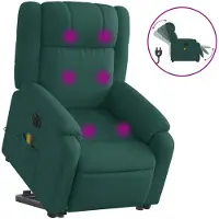 vidaXL Elektrischer Massagesessel mit Aufstehhilfe Dunkelgrün Stoff