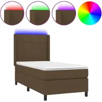vidaXL Boxspringbett mit Matratze & LED Dunkelbraun 90x200 cm Stoff