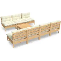 vidaXL 8-tlg. Garten-Lounge-Set mit Creme Kissen Kiefernholz