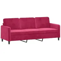 vidaXL 3-Sitzer-Sofa Weinrot 180 cm Samt