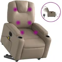 vidaXL Massagesessel mit Aufstehhilfe Elektrisch Cappuccino Kunstleder