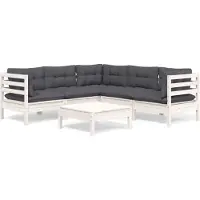 vidaXL 6-tlg. Garten-Lounge-Set mit Kissen Weiß Kiefer Massivholz