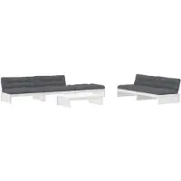vidaXL 6-tlg. Garten-Lounge-Set mit Kissen Weiß Massivholz