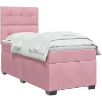 vidaXL Boxspringbett mit Matratze mit Kopfteil Rosa 100 x 200 cm Samt