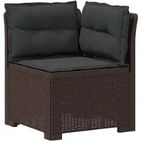 vidaXL 3-Sitzer Garten Sofa mit Kissen Rattan-Look PP Braun