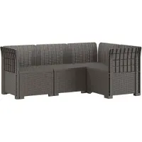 vidaXL 4-Sitzer Gartensofa Rattan-Look PP Hellgrau
