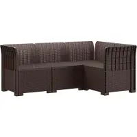 vidaXL 4-Sitzer Gartensofa Rattan-Look PP Braun